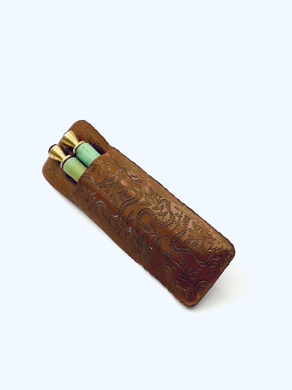 VINTAGE Rare & Unique Vintage Decorative Gem-tipped Pen Set and Clip Holder